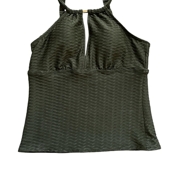 Alex Marie Olive Green Textured Swim Top - Picture 1 of 2